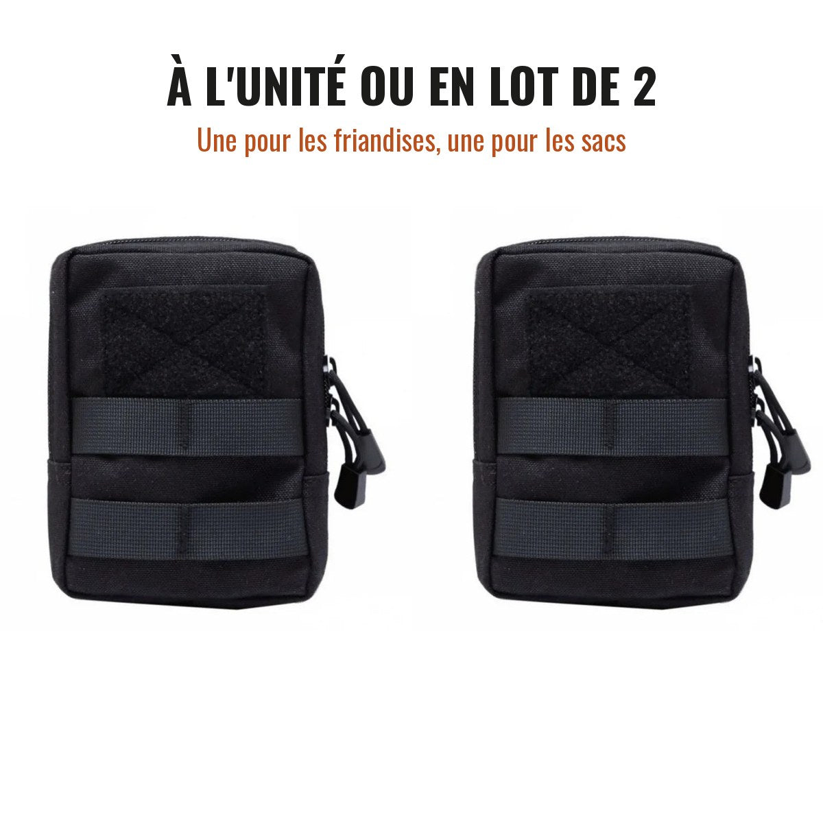 Deux pochettes MOLLE noires : disponible à l'unité ou en lot de 2