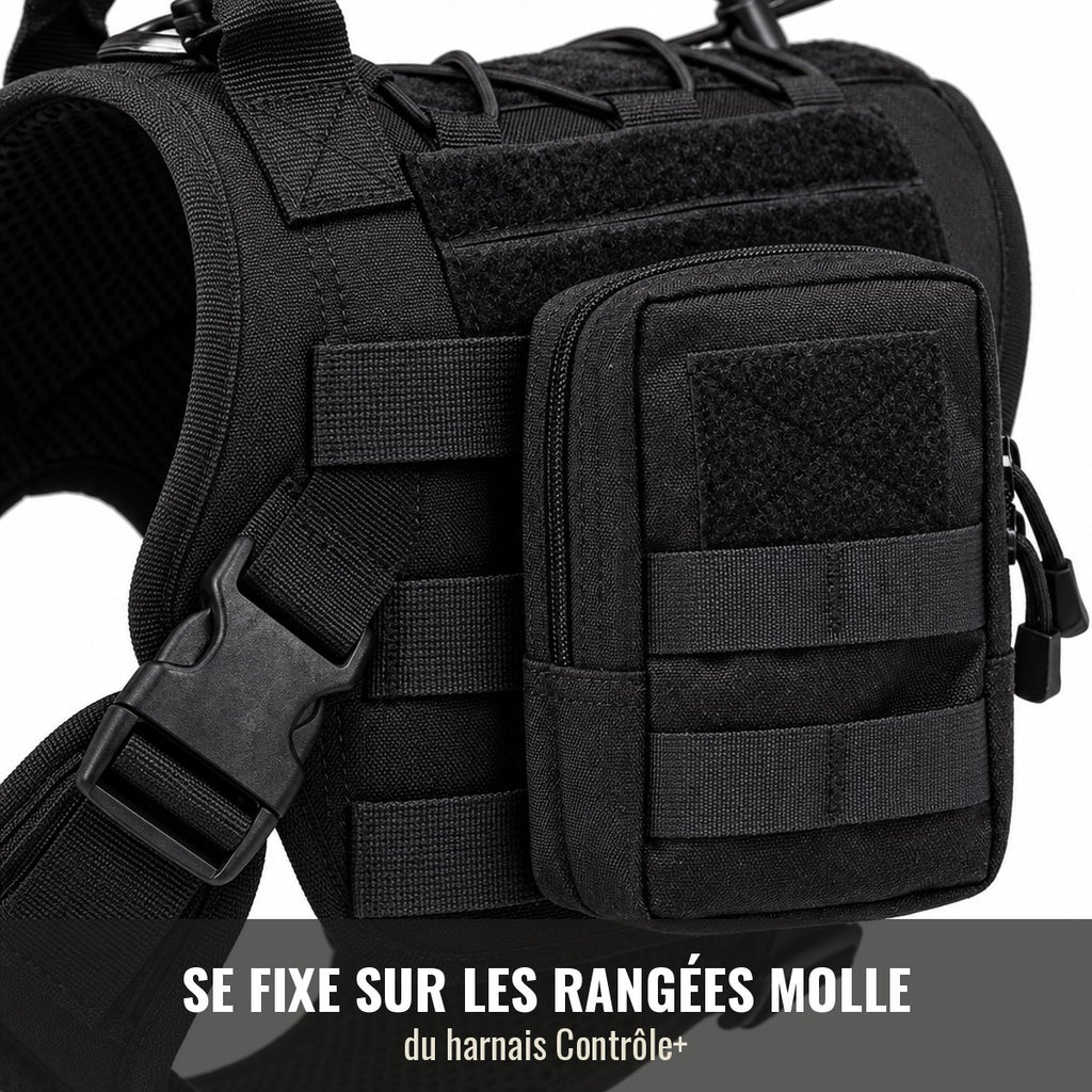 Pochette fixée sur les rangées MOLLE du harnais Contrôle+