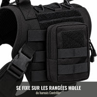 Pochette fixée sur les rangées MOLLE du harnais Contrôle+
